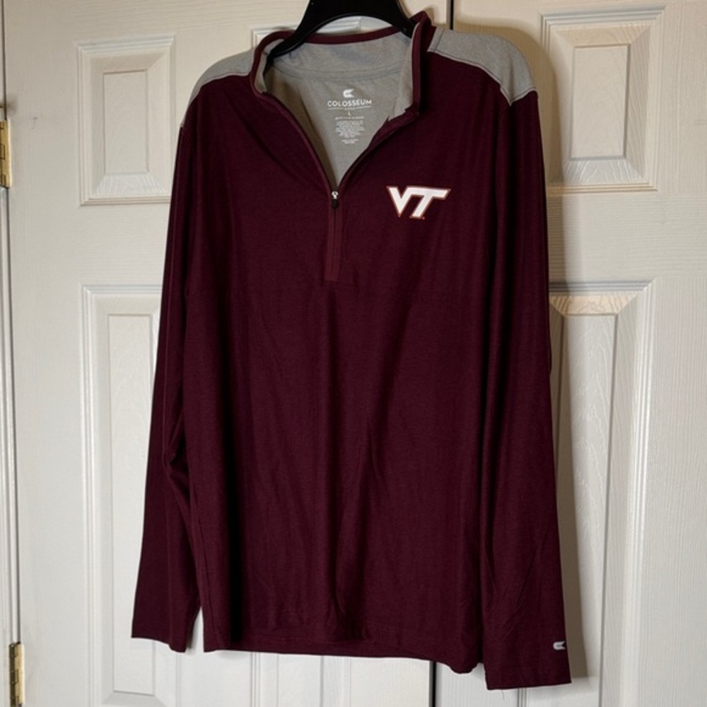 Maroon and Light Gray VT Quarter-Zip Pullover NWT size large